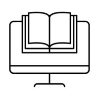 online education computer book lesson website and mobile training courses line style icon vector