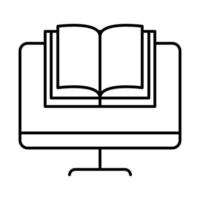 educación en línea libro de computadora lección sitio web y cursos de capacitación móvil icono de estilo de línea vector