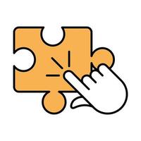 online education puzzle click hand website and mobile training courses line and fill icon vector