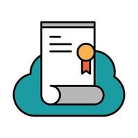 online education certificate cloud computing website and mobile training courses line and fill icon vector