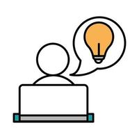 online education student using laptop creativity activity website and mobile training courses line and fill icon vector