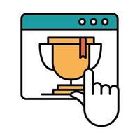 online education website trophy award mobile training courses line and fill icon vector