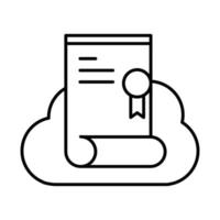 online education certificate cloud computing website and mobile training courses line style icon vector