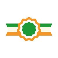 happy independence day india label and ribbon flag color insignia flat style icon vector