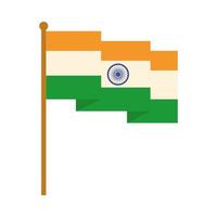 happy independence day india waving flag national insignia flat style icon vector