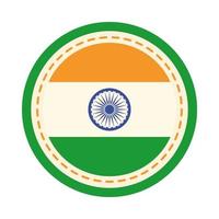 happy independence day india badge with flag national emblem flat style icon vector