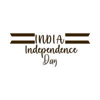 feliz día de la independencia india caligrafía bandera icono de estilo de silueta nacional vector