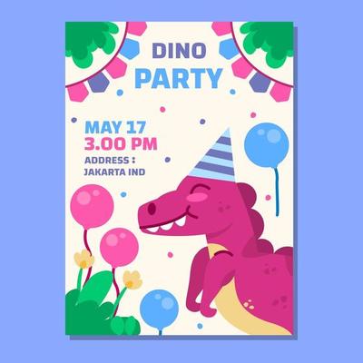 Childrens birthday poster with a dino concept