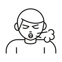 covid 19 coronavirus prevention sick man with dry cough spread outbreak pandemic line style icon vector