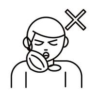 covid 19 coronavirus prevention man coughing without mask spread outbreak pandemic line style icon vector