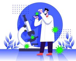 Doctor testing virus in laboratory vector illustration concept