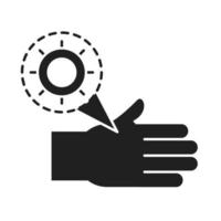 limpieza desinfección manos infectadas virus coronavirus prevención desinfectante silueta estilo icono vector