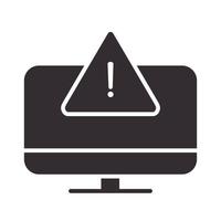 icono de alerta advertencia de computadora símbolo de error atención peligro signo de exclamación precaución silueta diseño de estilo vector