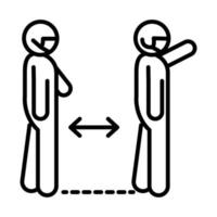 covid 19 preventing coronavirus social distancing keep distance away in public outbreak spread vector line style icon