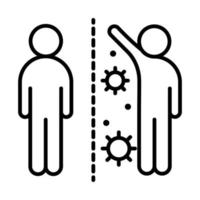 covid 19 coronavirus social distancing no crowd and warning outbreak spreading vector line style icon