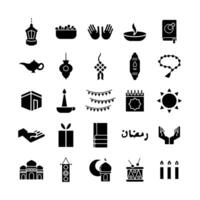 ramadam kareem set line style icons vector