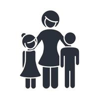 mother son and daughter relationship family day icon in silhouette style vector