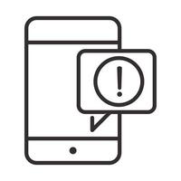 alert icon smartphone notification warning attention danger exclamation mark precaution line style design vector