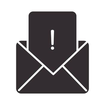 alert icon email message attention danger exclamation mark precaution silhouette style design vector