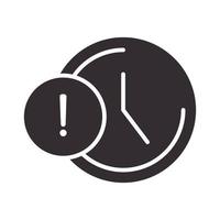 alert icon clock time warning attention danger exclamation mark precaution silhouette style design vector