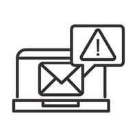 alert icon laptop email message warning attention danger exclamation mark precaution line style design vector