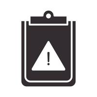 alert icon clipboard warning error attention danger exclamation mark precaution silhouette style design vector