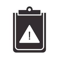 alert icon clipboard warning error attention danger exclamation mark precaution silhouette style design vector