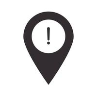 alert icon pointer location warning attention danger exclamation mark precaution silhouette style design vector
