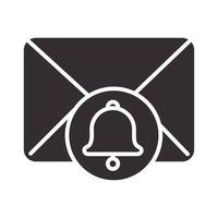 alert icon email receiving alarm attention danger exclamation mark precaution silhouette style design vector