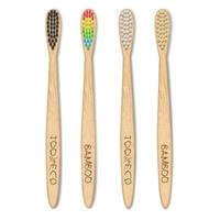 Bamboo toothbrushes for healthy teeth cleaning four pieces. Zero waste, a set of brushes with different bristles. Biodegradable material. vector