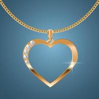 Necklace with a heart-shaped pendant on a gold chain. Decoration for women.