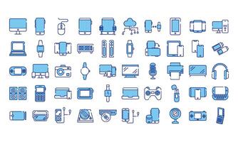 bundle of fifty devices electronics set icons vector