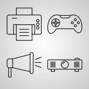 Set of Thin Line Flat Design Icons of Electronics And Devices vector