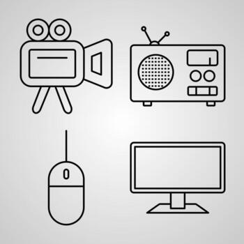 Simple Icon Set of Electronics And Devices Related Line Icons vector