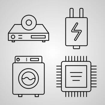 Colección de iconos de electrónica y dispositivos fondo de color blanco vector