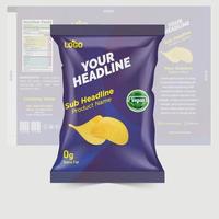 Potato chips and dry fruits package design foil bags isolated on white background in 3d illustration vector