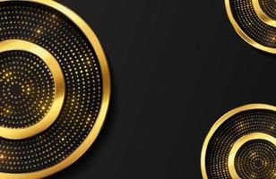 Abstract luxury background with gold circle shape and golden glitter particles vector