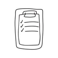 To do list on a doodled clipboard Hand drawn sketch icon isolated on white background Monochrome black and white illustration Check sheet to mark the completed task