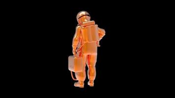 orangefarbene Astronauten, die bereit sind, den Weltraum zu beobachten video