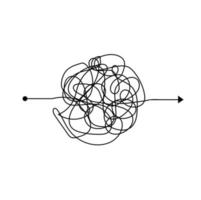 forma de ovillo complicado camino de vector de garabato enredado camino de proceso difícil caótico ilustración vectorial
