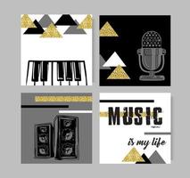 Set of artistic creative music cards Design for poster card invitation placard brochure flyer Vector templates