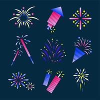 conjunto de iconos de fuegos artificiales vector