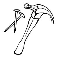 Sketch of a hammer and nails vector