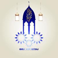 Illustration of isra and miraj the night journay of prophet muhammad with a golden color with a combination of circular ornaments Traditional greeting card vector