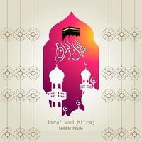 Illustration of isra and miraj the night journay of prophet muhammad with a golden color with a combination of circular ornaments Traditional greeting card vector