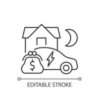 EV energy tariff linear icon vector