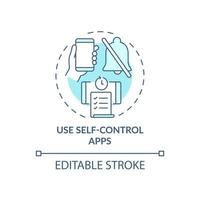 Use self control apps blue concept icon vector