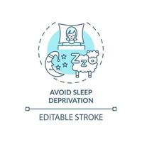 Avoid sleep deprivation blue concept icon vector