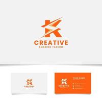 Negative Space Flash on Letter K with Business Card Template vector