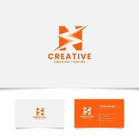 Negative Space Flash on Letter N with Business Card Template vector